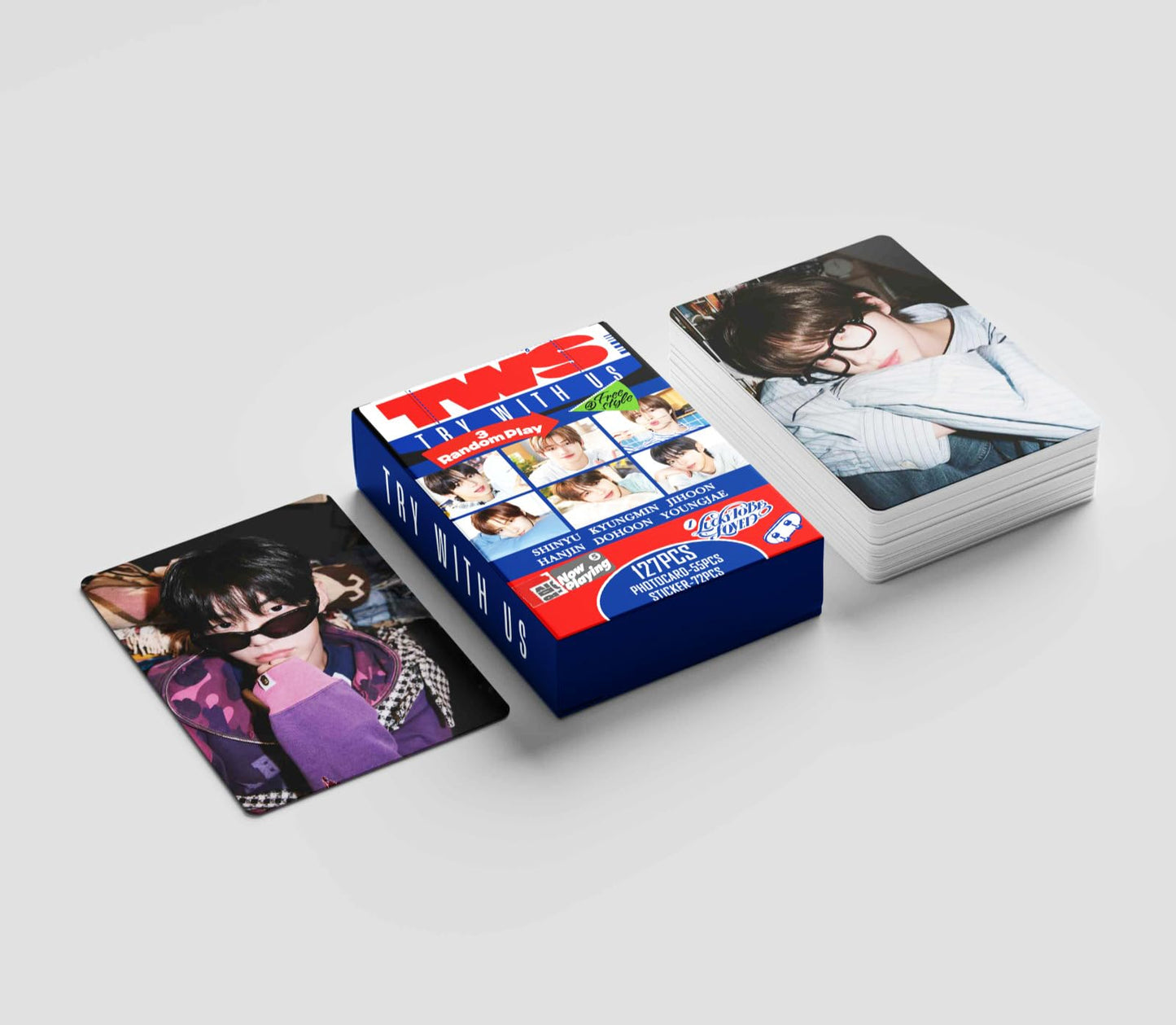 127 Pcs TWS Photocards TRY WITH US Album Lucky to be loved Merch 55 Pcs Lomo Cards And 67 Pcs Stickers