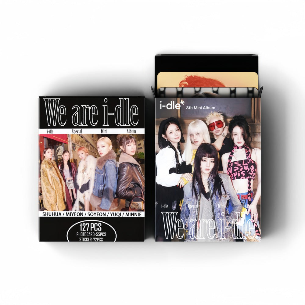 127Pcs IDLE Photocards Album WE ARE Merch Song Yuqi Ye Shuhua MINNIE Tian Xiaojuan Zhao Meiyan 55 Pcs Lomo Cars And 77 Pcs Stickers