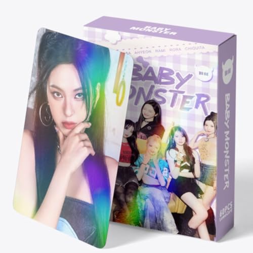 Babymonster Photo Cards,60 pcs double-sided laser card  Merch flash cards greeting cards  ,support photo cards, LOMO Cards