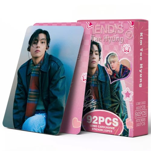 92 PCS V Album FRI (END) S Merch Double Sided LOMO Cards, 60 Pcs Photo Cards And 32 Pcs Music Stickers
