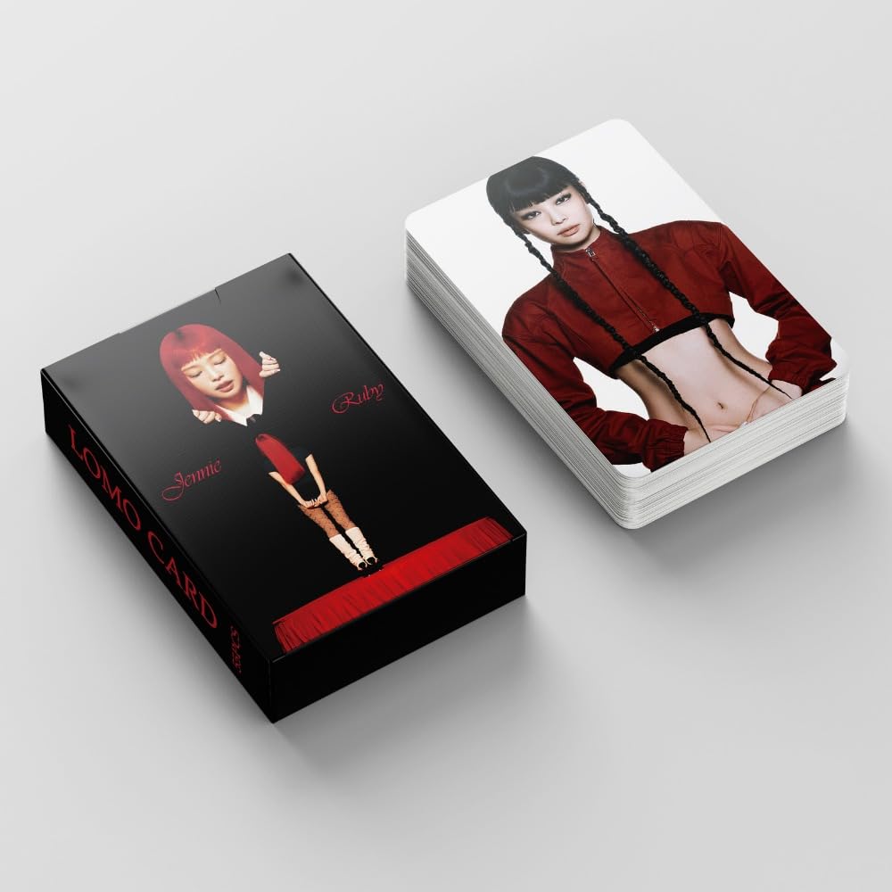 Black and pink Photocards JENNIE 55 Pcs JENNIE Album RUBY Merch Lomo Cards LIKE JENNIE