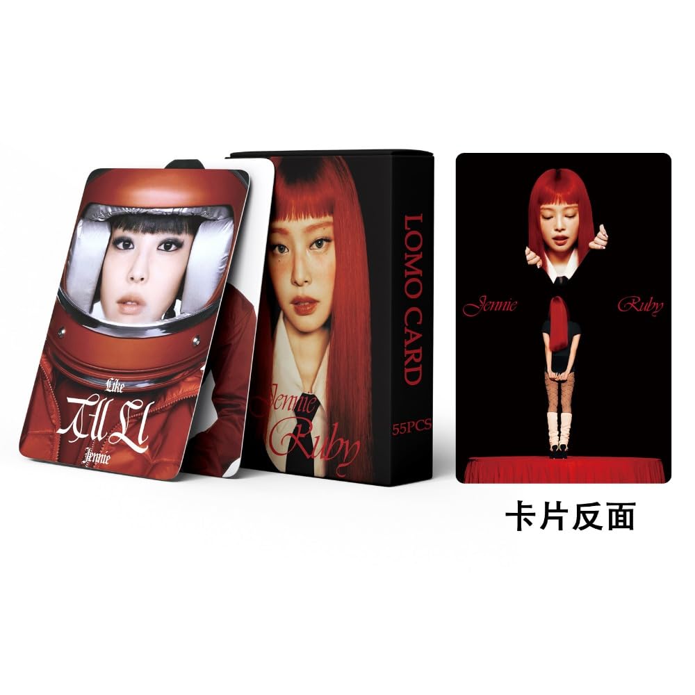 Black and pink Photocards JENNIE 55 Pcs JENNIE Album RUBY Merch Lomo Cards LIKE JENNIE