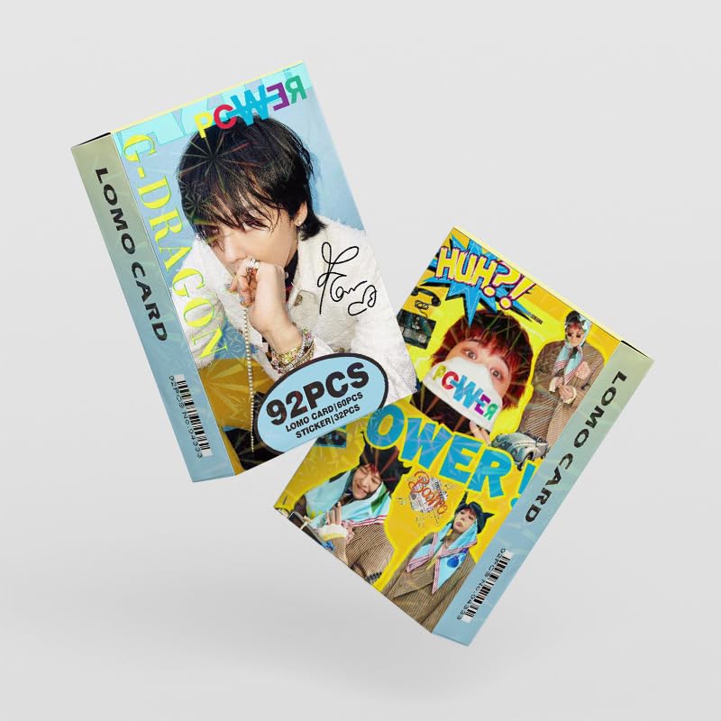 92 PCS Kpop bigbang G-Dragon Kwon Photo Cards 32 PCS stickers and 60 PCS reeting cards double sided Lomo Cards, Photocards