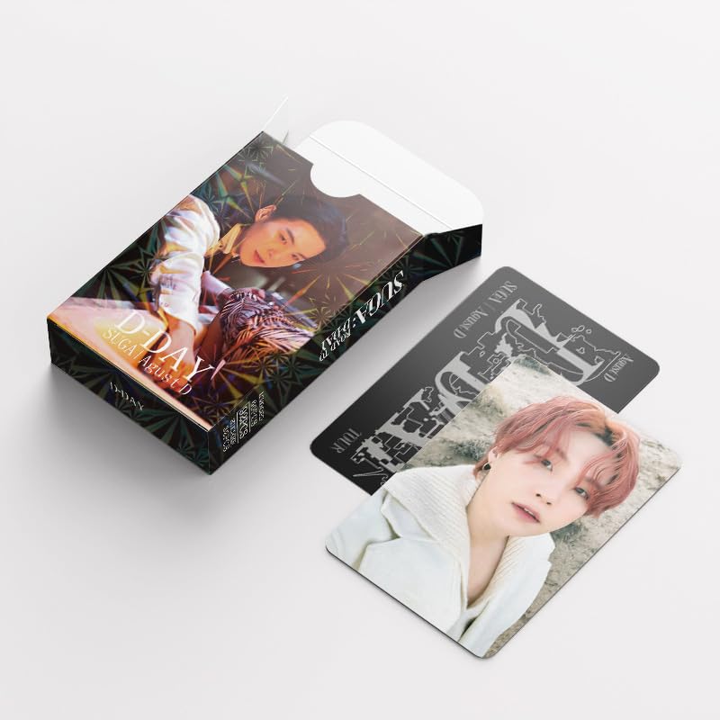92Pcs  Kpop SUGA ROAD TO D-DAY Merch Photocards, Min Qi, Double Sided 60 PCS LOMO Cards And 32 Pcs Music Stickers