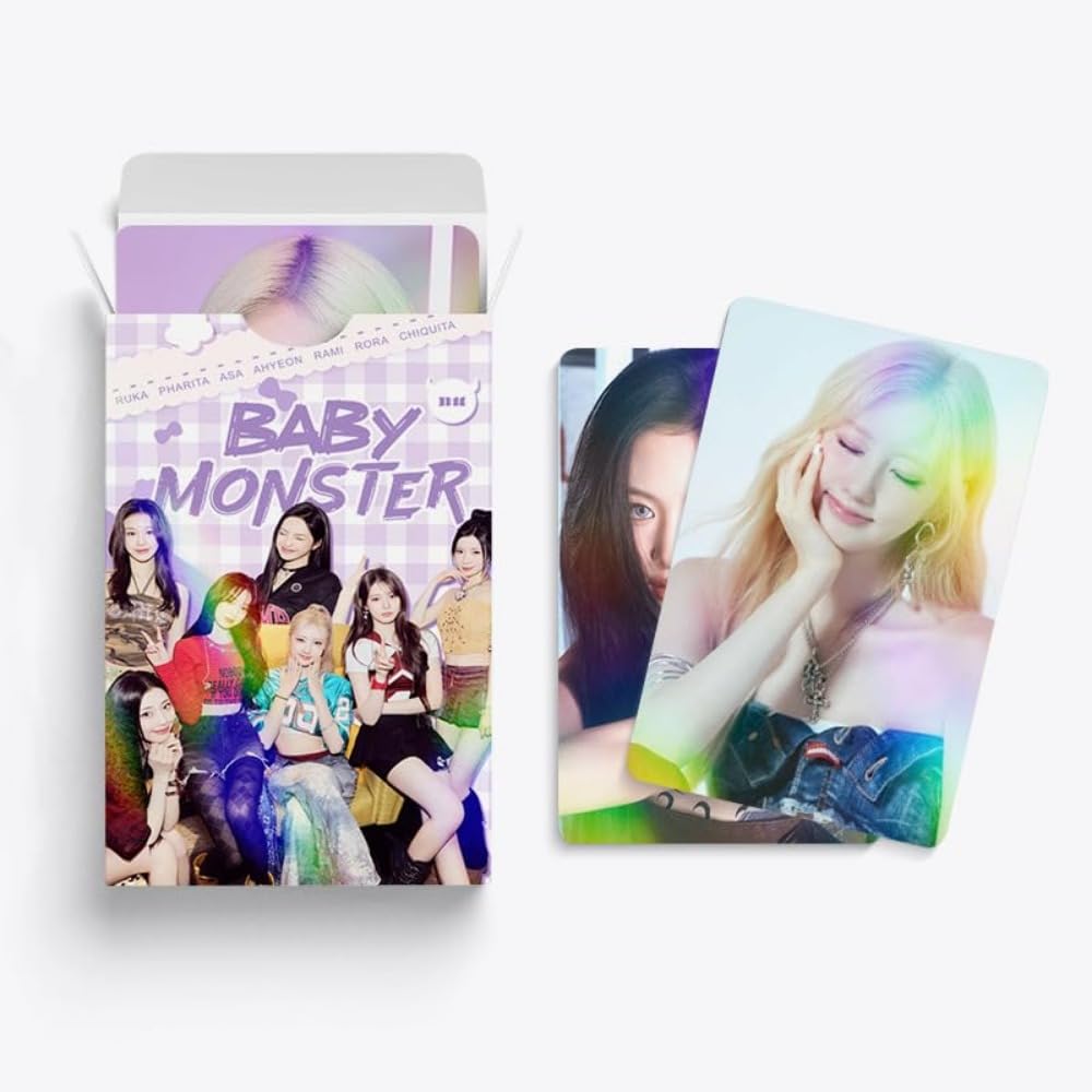 Babymonster Photo Cards,60 pcs double-sided laser card  Merch flash cards greeting cards  ,support photo cards, LOMO Cards