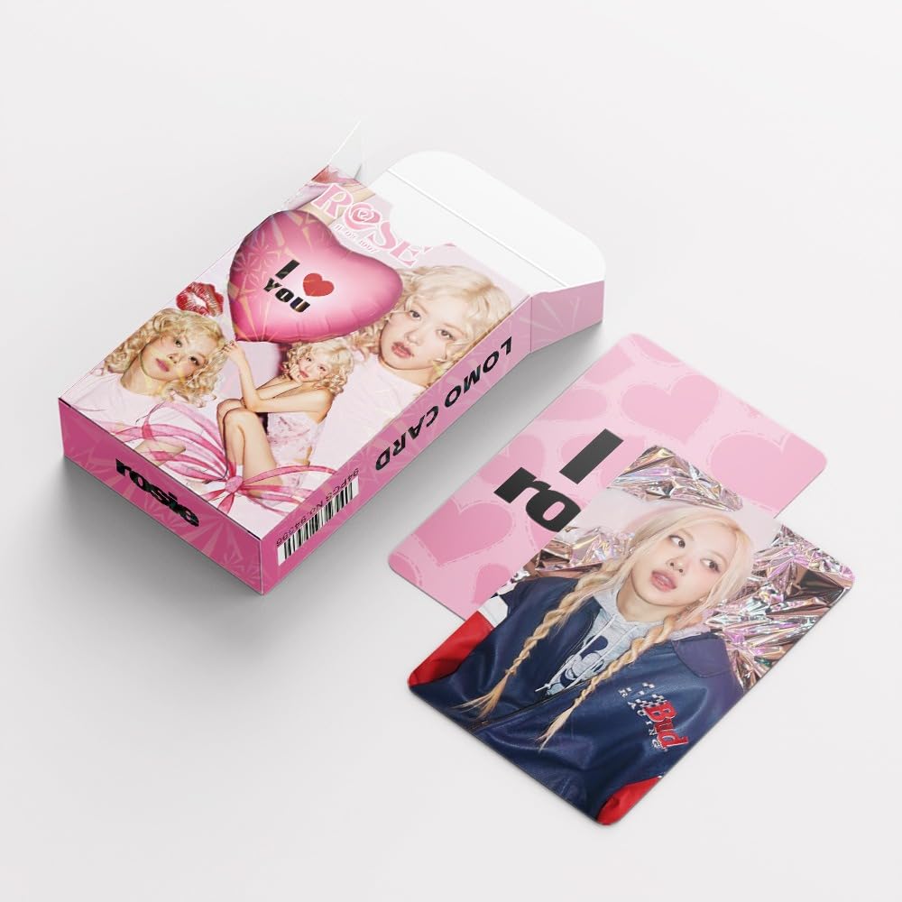 92 Pcs Black And Pink Kpop ROSE Album ROSIE Merch 60 Pcs Lomo Cards And 32 Pcs Music  Stickers