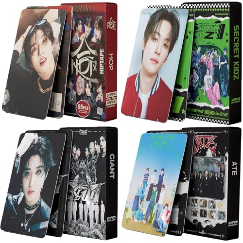 Stray Kids Photocard Set 4Pack/260Pcs HOP Album Cards And Music Stickers，GANT Album , SKZ SECRET Album,ATE Album merch Lomo Cards