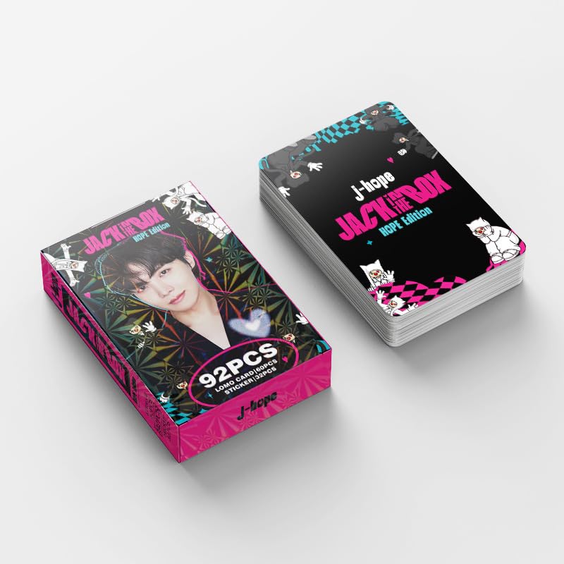 Kpop Star merch 92 PCS  JHOPE Personal Album Peripheral Small Card Double-sided LOMO Cards, 60 PCS Photocards and 32 PCS Music Stickers