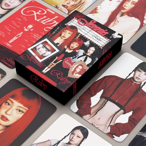 Black And pink Photocards JENNIE 55 PCS  JENNIE 1ST Studio Album RUBY Album LOMO small Cards  KPOP Ginny Merch LOMO Cards postcard Photocards