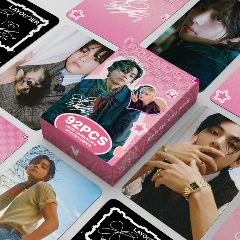 92 PCS V Album FRI (END) S Merch Double Sided LOMO Cards, 60 Pcs Photo Cards And 32 Pcs Music Stickers