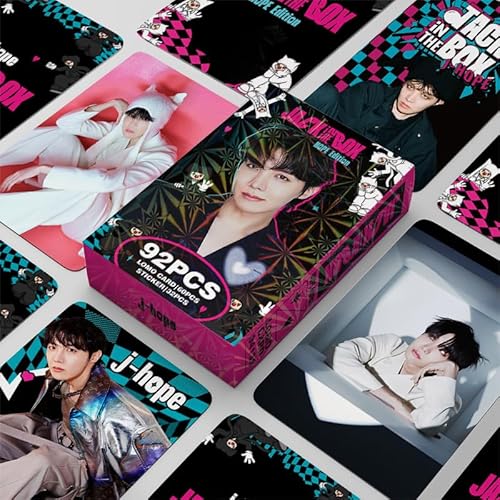 Kpop Star merch 92 PCS  JHOPE Personal Album Peripheral Small Card Double-sided LOMO Cards, 60 PCS Photocards and 32 PCS Music Stickers