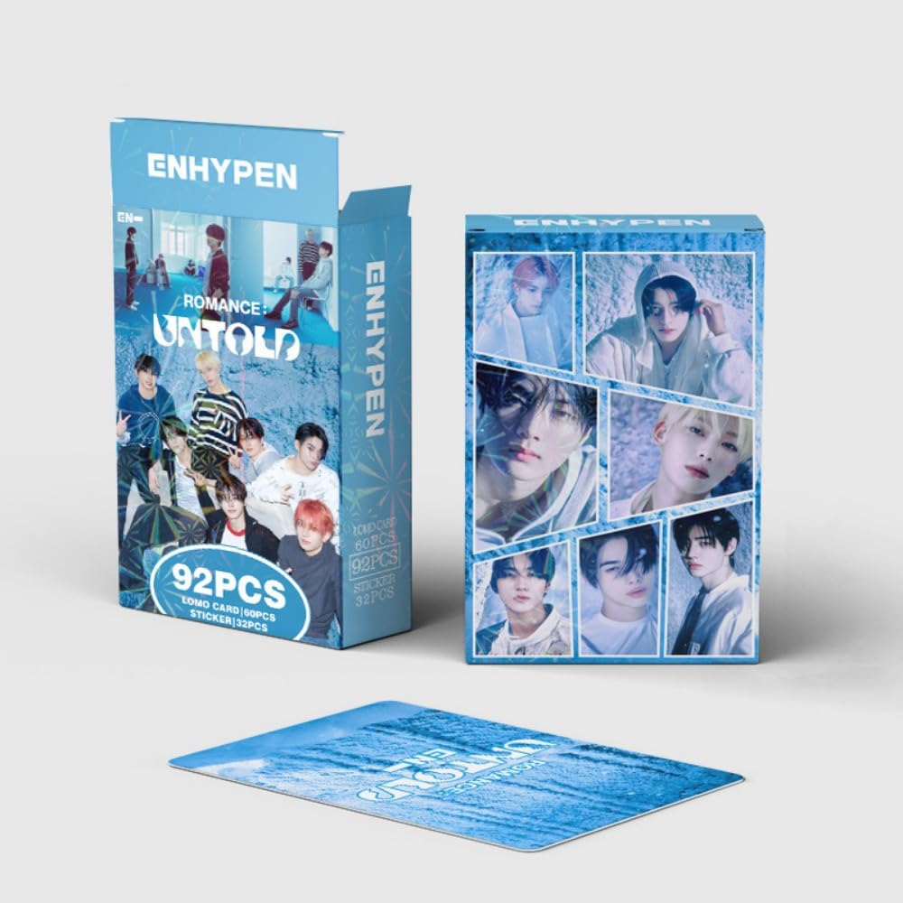 92 PCS ENHYPEN Photocards,  Kpop new comeback romance album surrounding Merch 60 Pcs Lomo Cards And 32 Pcs Music Stickers