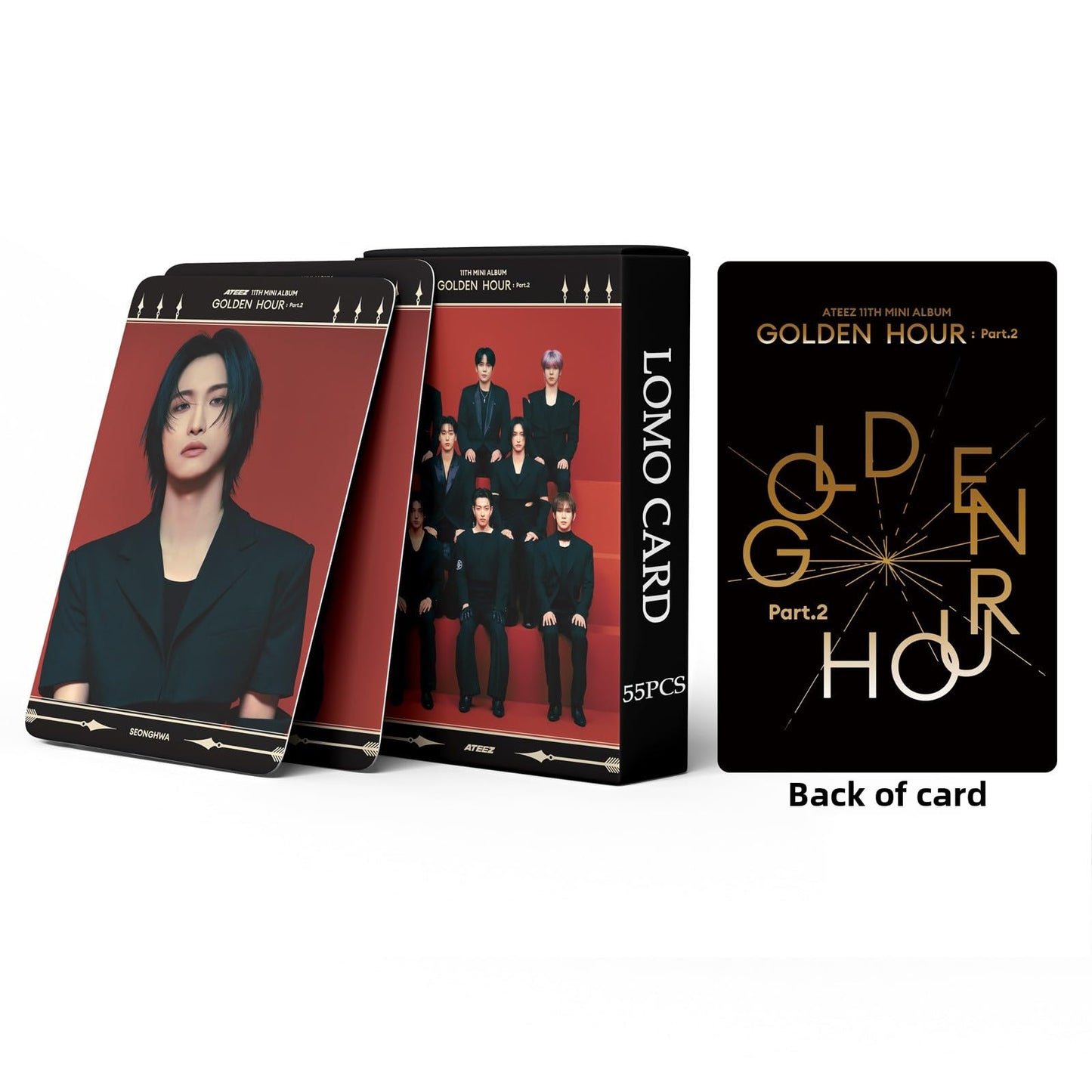 55 PCS ATEEZ  Photocards Merch Small Cards GOLDEN HOUR: Part 2 Cards Ice On My Teeth , Ateez Album Lomo Cards,