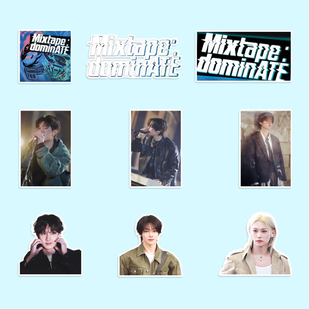 93 Pcs stray kids stickers Kpop Album Mixtape: dominATE MerchStickers for Kids Teens Adults Waterproof Vinyl Decals Kpop Pop Star Stray Kids Stickers for Water Bottles Scrapbook Laptop journaling