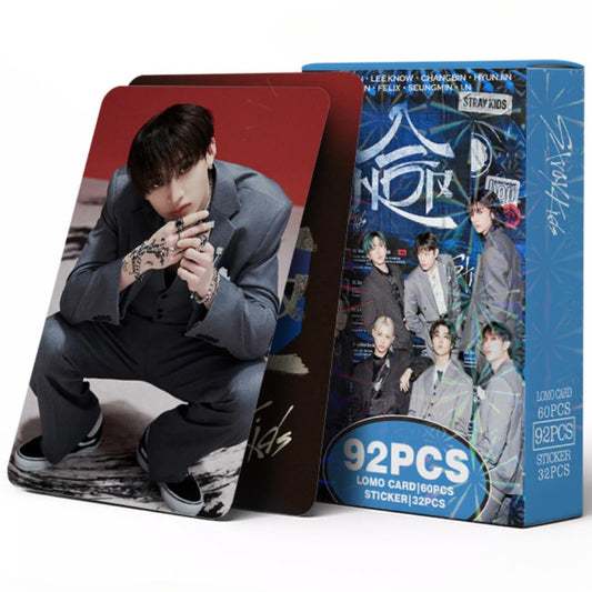 92 PCS LOMO Cards STRAYKIDS New Album, Hop (HOP) Merch, 60PCS PhotoCards And 32 PCS Music Stickers