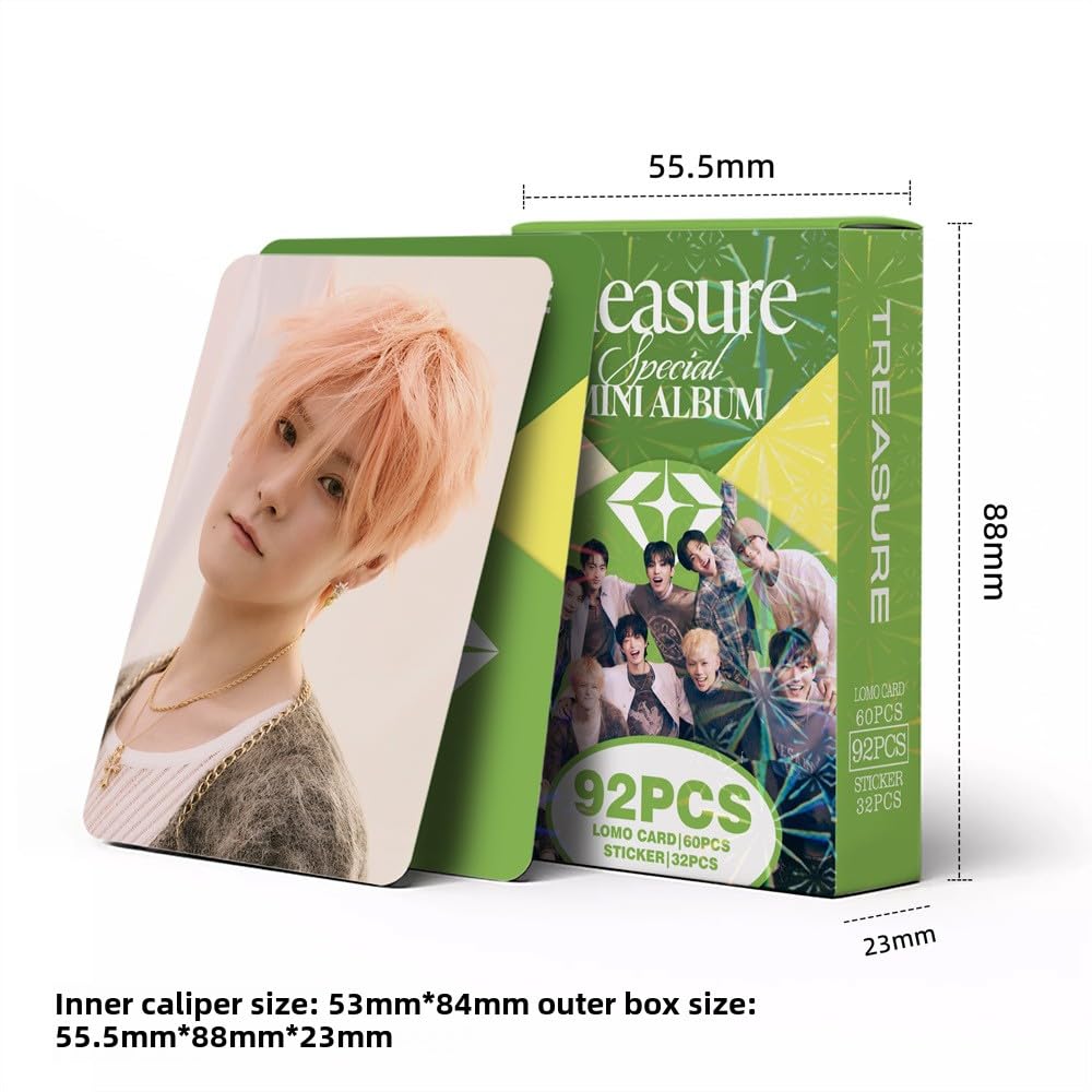 92 PCS Small Cards TREASURE kpop New Album PLEASURE Greeting Cards Star 60 PCS Photo Cards And 32 PCS Stickers, Lomo Cards, Photocards