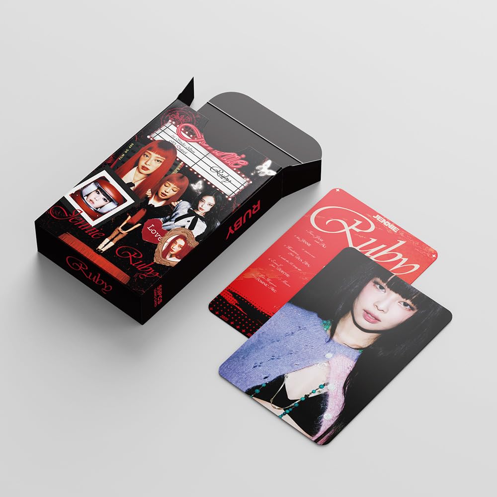 Black And pink Photocards JENNIE 55 PCS  JENNIE 1ST Studio Album RUBY Album LOMO small Cards  KPOP Ginny Merch LOMO Cards postcard Photocards