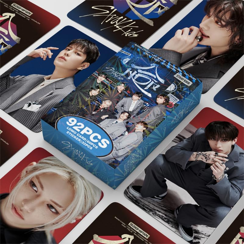 92 PCS LOMO Cards STRAYKIDS New Album, Hop (HOP) Merch, 60PCS PhotoCards And 32 PCS Music Stickers