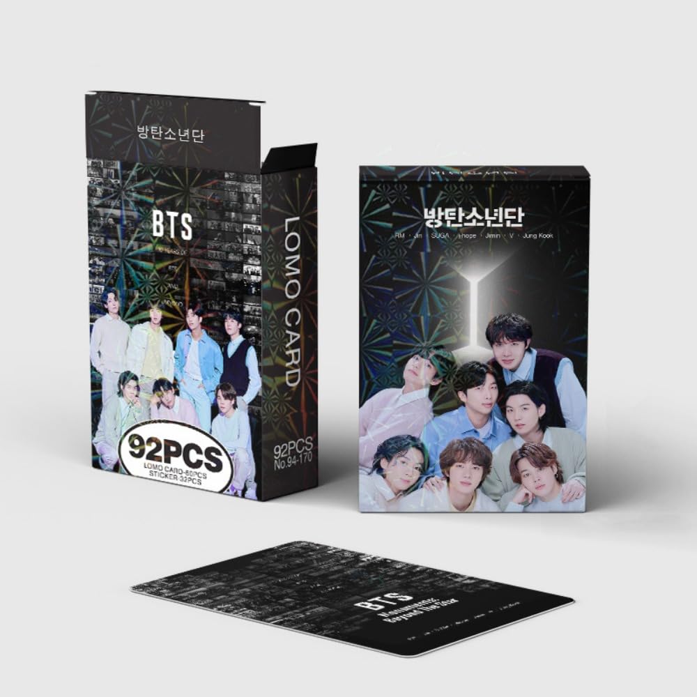 Kpop  SUGA V JK JIN Merch Photo Cards, 92pcs Cards 60 Pcs Lomo Cards And 32 Pcs Music Stickers