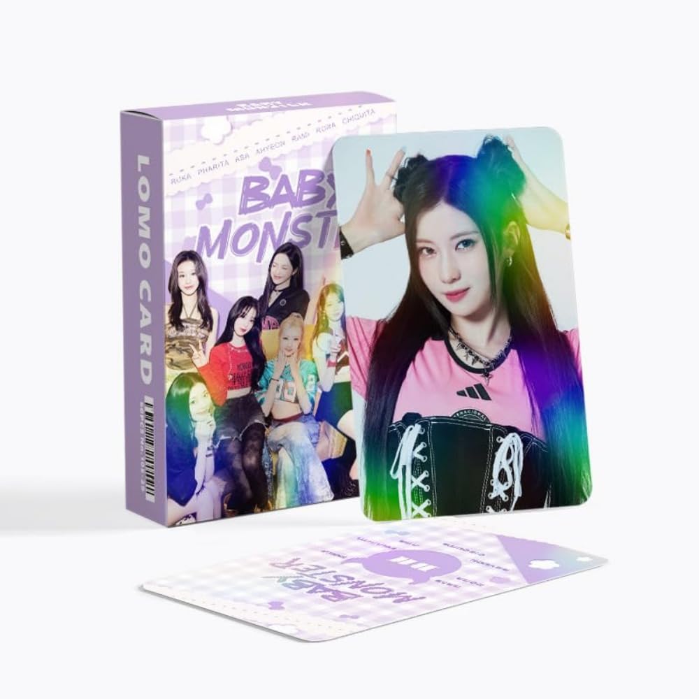 Babymonster Photo Cards,60 pcs double-sided laser card  Merch flash cards greeting cards  ,support photo cards, LOMO Cards