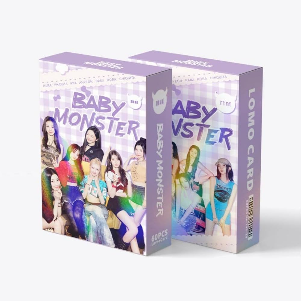 Babymonster Photo Cards,60 pcs double-sided laser card  Merch flash cards greeting cards  ,support photo cards, LOMO Cards