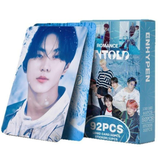 92 PCS ENHYPEN Photocards,  Kpop new comeback romance album surrounding Merch 60 Pcs Lomo Cards And 32 Pcs Music Stickers