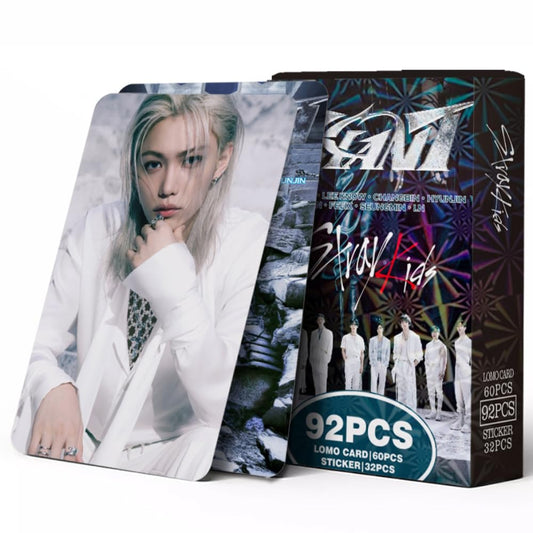 92 PCS  Double Sided LOMO Cards STRAYKIDS Merch ,New Album GIANT Small Cards 60 PCS Photo Cards And 32 PCS Music Stickers
