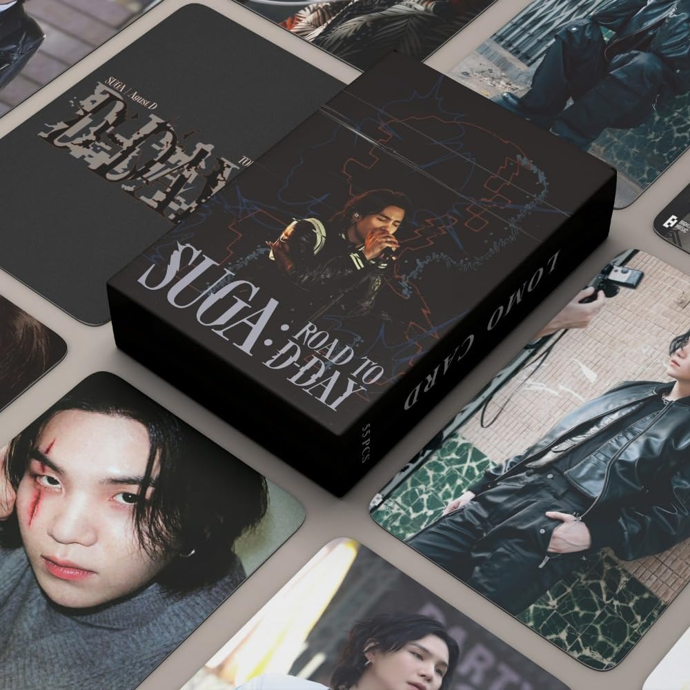 Kpop SUGA Photo Cards 55 Pcs Album ROAD TO D-DAY Merch LOMO Cards