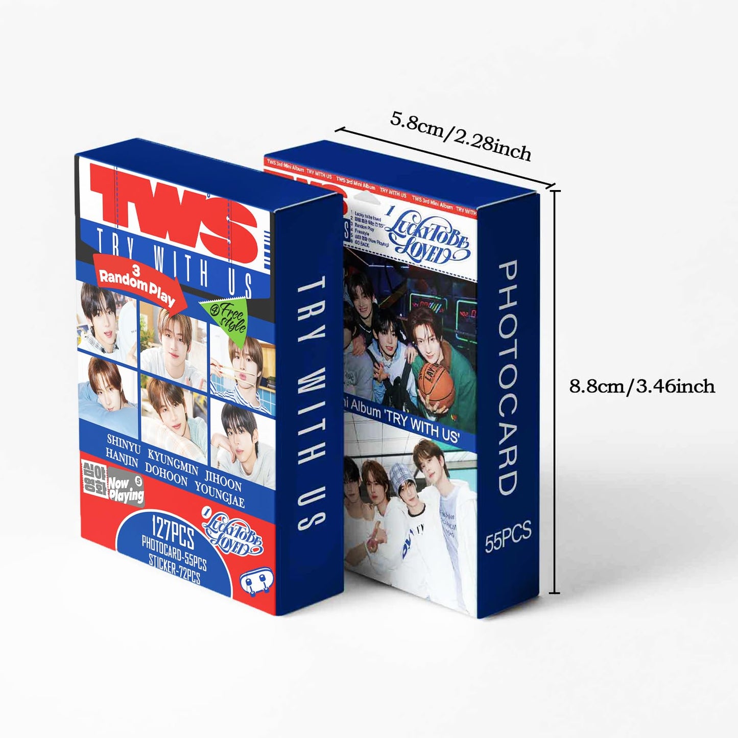 127 Pcs TWS Photocards TRY WITH US Album Lucky to be loved Merch 55 Pcs Lomo Cards And 67 Pcs Stickers