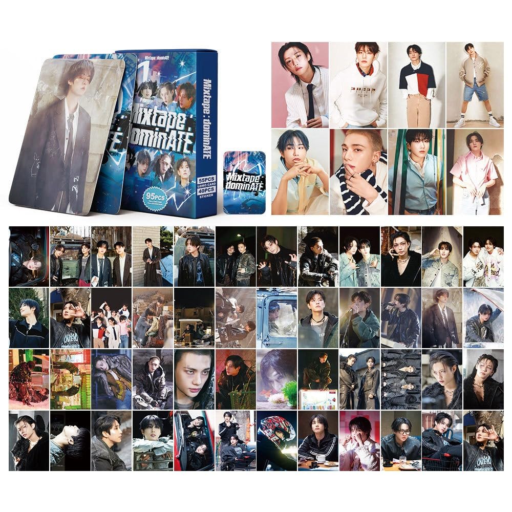 Kpop Stray Kids Photo Cards 95 Pcs Album 2025  Mixtape: dominATE  Merch 55 Pcs Lomo Cards And 45 Pcs Music Stickers