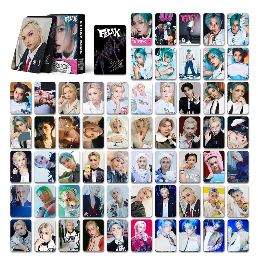 Stray Kids Photocards 92 Pcs kpop Photocards  Felix Album Merch 60 Pcs Lomo Cards And 32 Pcs stray kids stickers