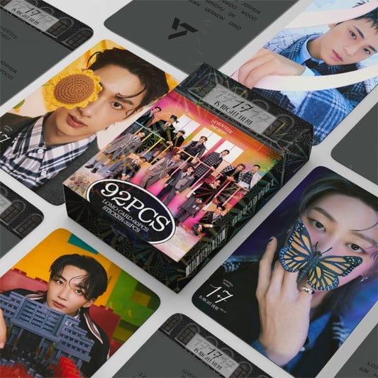 SEVENTEEN Photocards 92 PCS LOMO Cards SEVENTEEN Kpop Album 17 IS RIGHT HERE Merch, 60Pcs Lomo Cards And 32 Pcs Music, Stickers