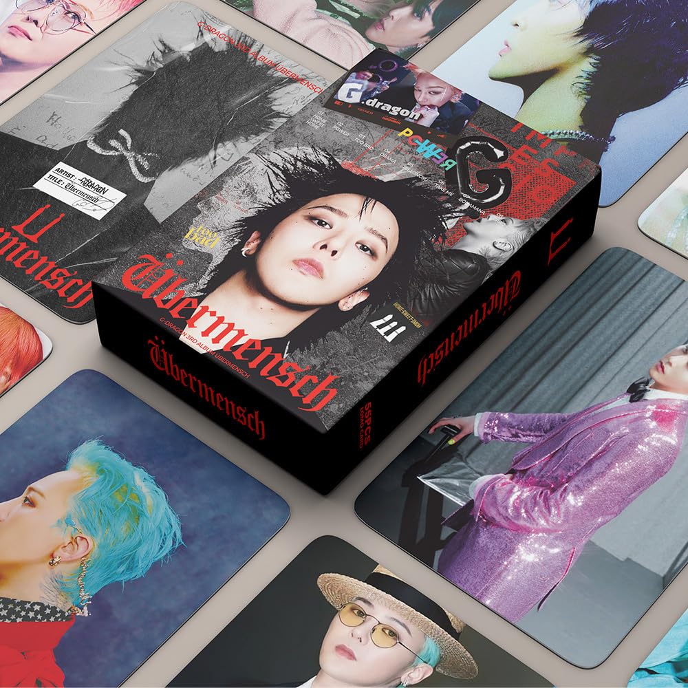 55 PCS BIGBANG Kpop G-DRAGON Album Übermensch  Merch  G-DRAGON card DRAMA Lomo Cards, Photocards
