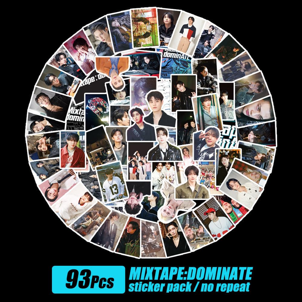 93 Pcs stray kids stickers Kpop Album Mixtape: dominATE MerchStickers for Kids Teens Adults Waterproof Vinyl Decals Kpop Pop Star Stray Kids Stickers for Water Bottles Scrapbook Laptop journaling