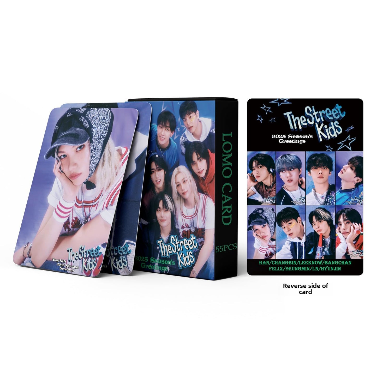 55 PCS stray kids cards THE STREET KIDS small card SEASON'S GREETINGS Lomo Cards, Photocards