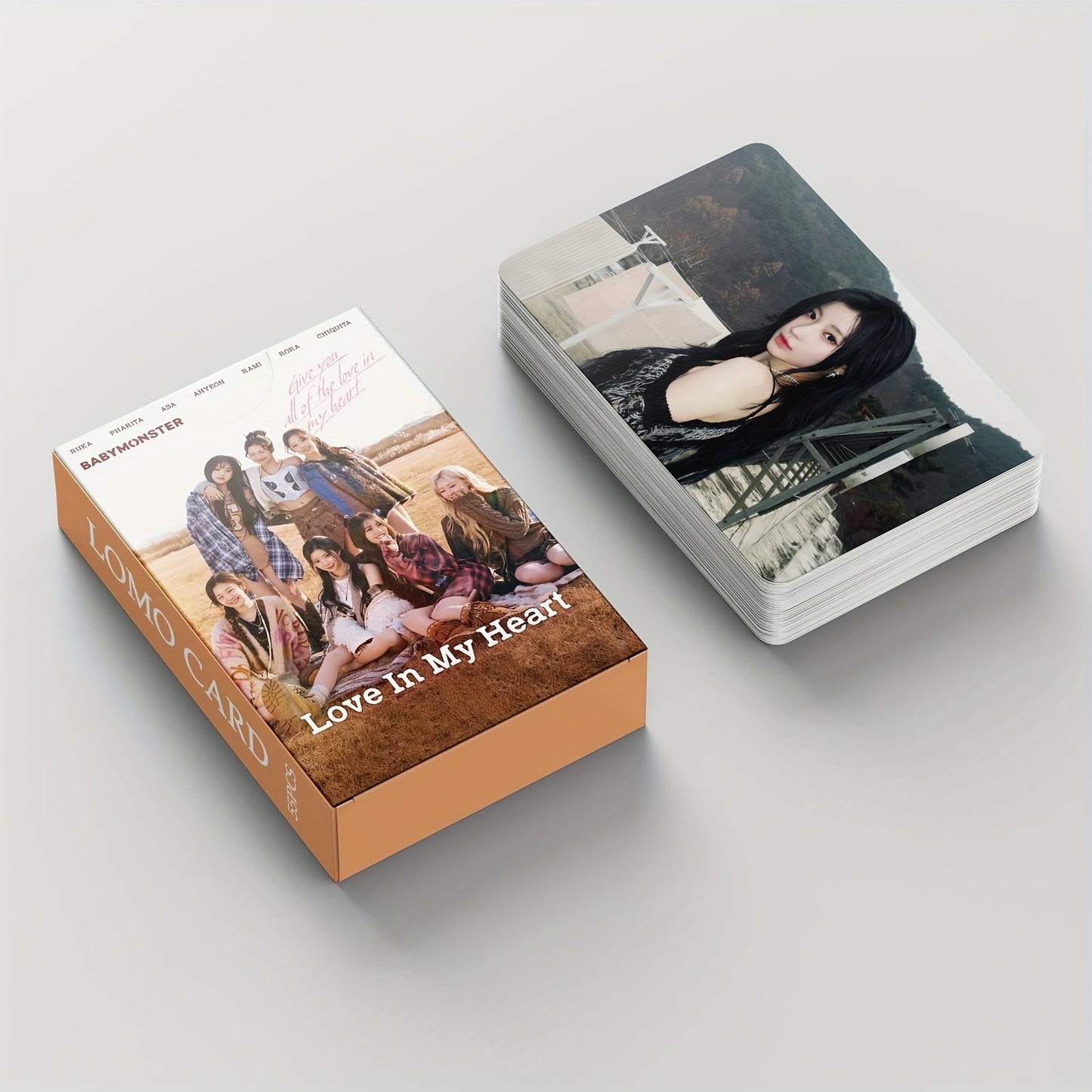 55 PCS BABYMONSTER Photocards Album Love In My Heart Cards AHYEON Fan Gift，baby monster merch Lomo Cards