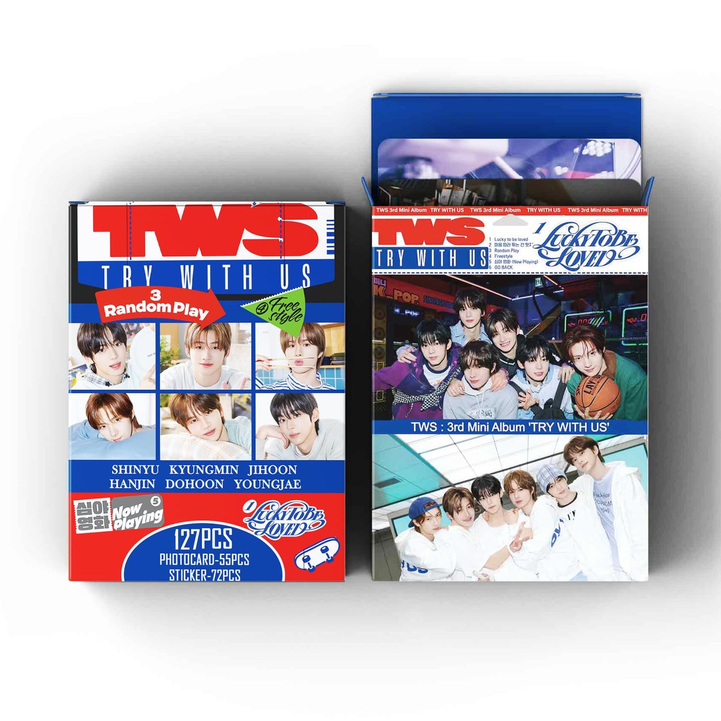 127 Pcs TWS Photocards TRY WITH US Album Lucky to be loved Merch 55 Pcs Lomo Cards And 67 Pcs Stickers