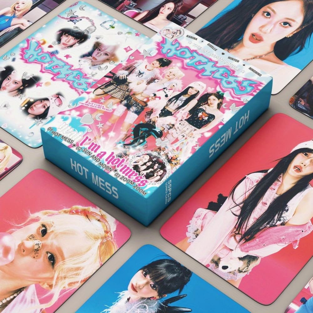 Kpop aespa photocards, 55 Pcs aespa  lomo cards Album HOT MESS Merch