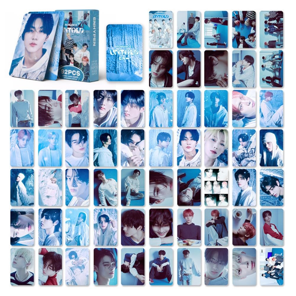 92 PCS ENHYPEN Photocards,  Kpop new comeback romance album surrounding Merch 60 Pcs Lomo Cards And 32 Pcs Music Stickers