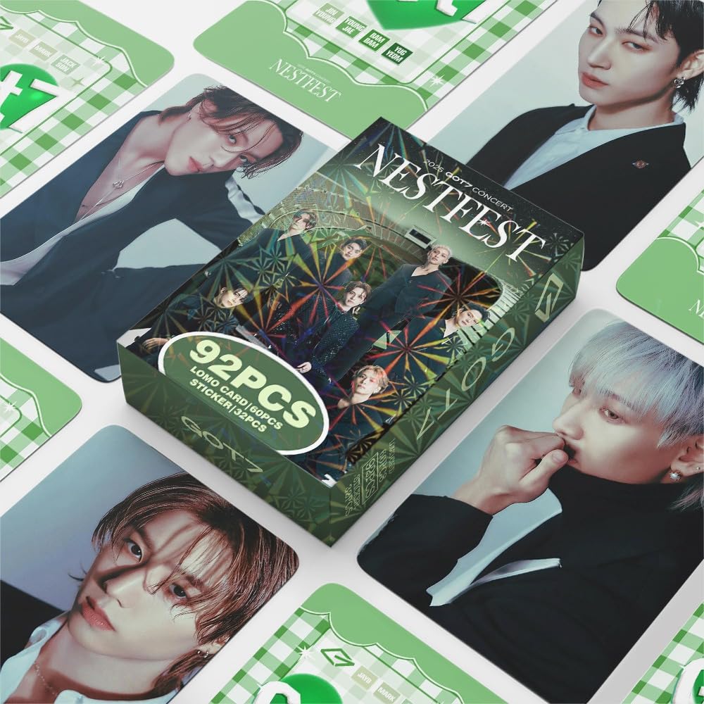 haianallo GOT7 Photocards 92 NESTFEST Albums Merch 60 Pcs LOMO Cards and 32 Pcs Music Stickers