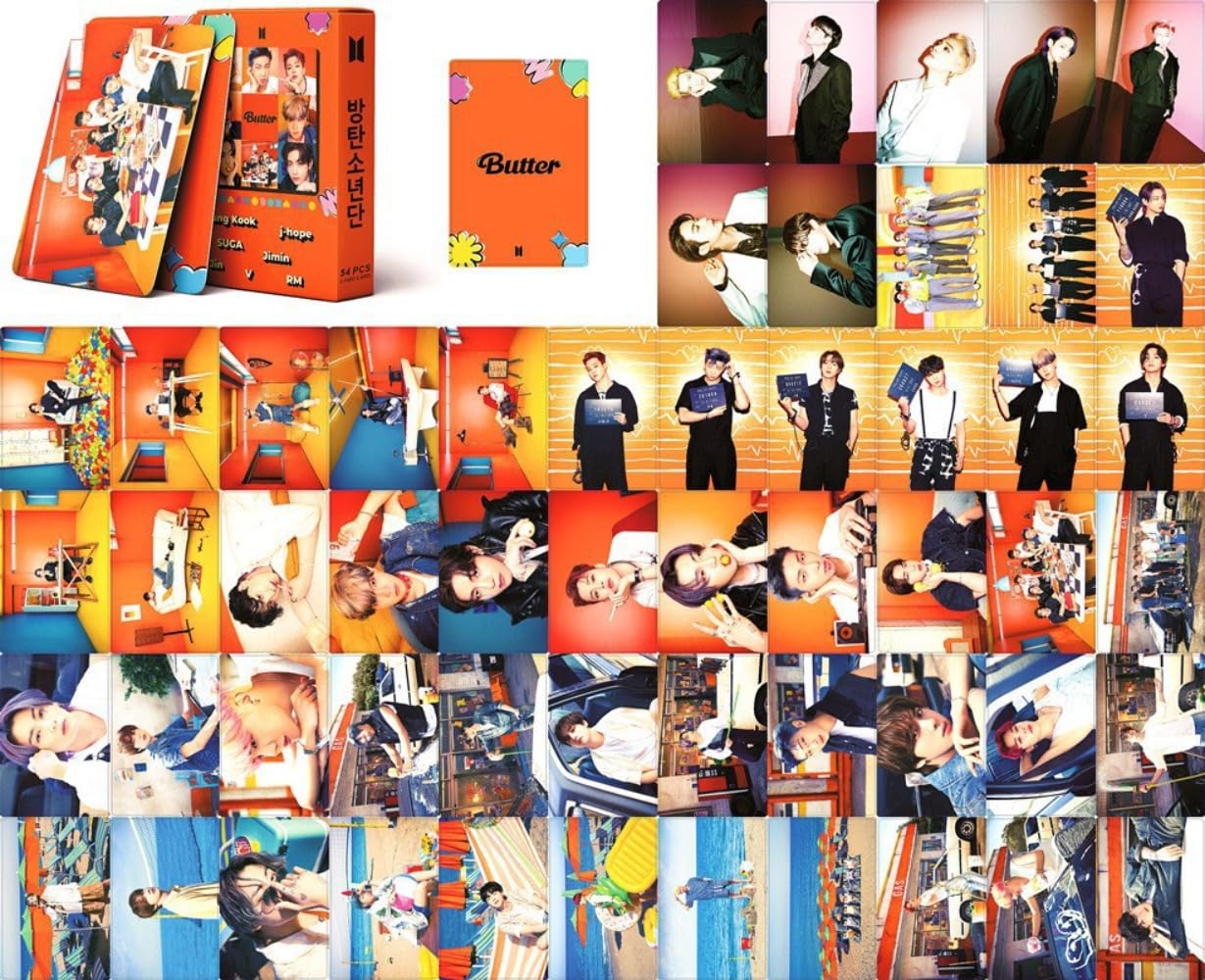 BTS Photo Cards 54 PCS Album Butter Merch Peach Ver J-HOPE,SUGA,JIMIN,V,RM,JUNG KOOK,JIN Lomo Cards