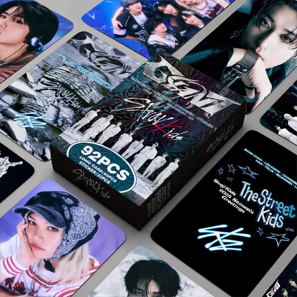 92 PCS  Double Sided LOMO Cards STRAYKIDS Merch ,New Album GIANT Small Cards 60 PCS Photo Cards And 32 PCS Music Stickers