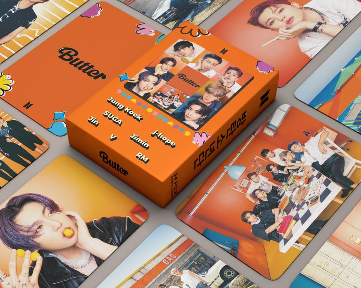 BTS Photo Cards 54 PCS Album Butter Merch Peach Ver J-HOPE,SUGA,JIMIN,V,RM,JUNG KOOK,JIN Lomo Cards
