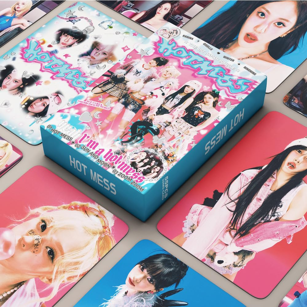 55 Pcs aespa photo cards HOT MESS Kpop merch Lomo Cards, Photocards