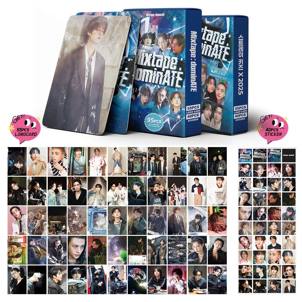 Kpop Stray Kids Photo Cards 95 Pcs Album 2025  Mixtape: dominATE  Merch 55 Pcs Lomo Cards And 45 Pcs Music Stickers