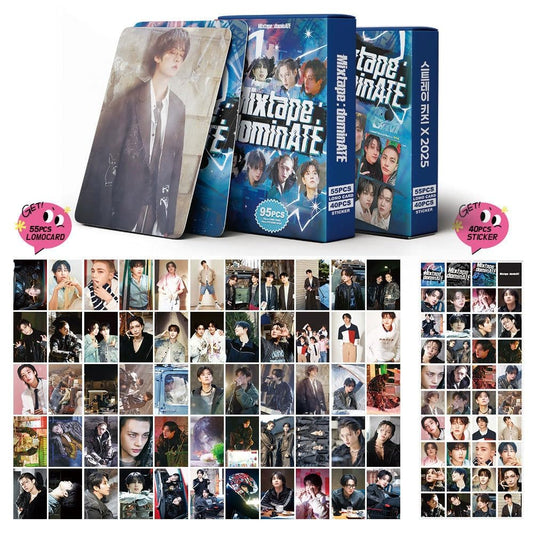 Kpop Stray Kids Photo Cards 95 Pcs Album 2025  Mixtape: dominATE  Merch 55 Pcs Lomo Cards And 45 Pcs Music Stickers