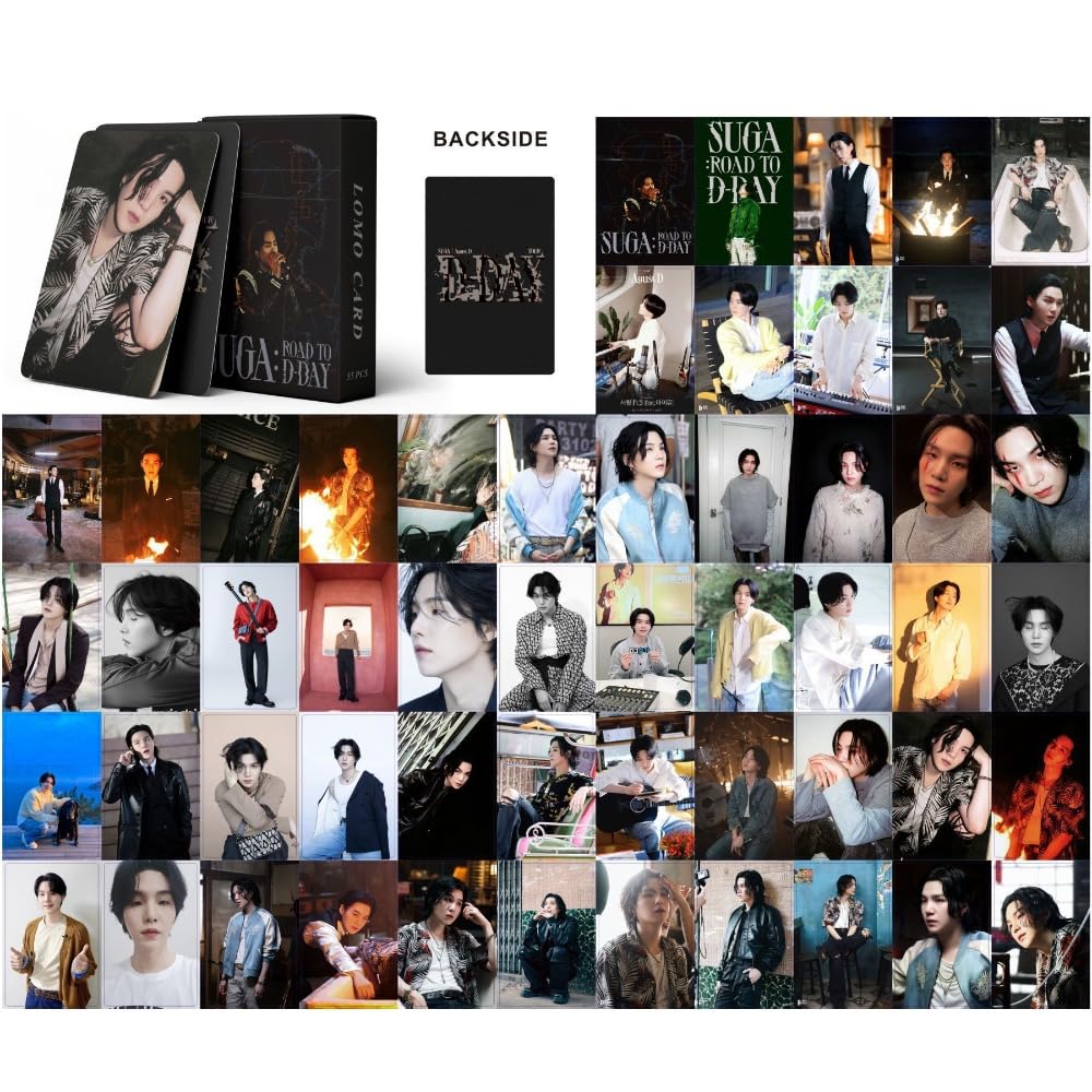 Kpop SUGA Photo Cards 55 Pcs Album ROAD TO D-DAY Merch LOMO Cards