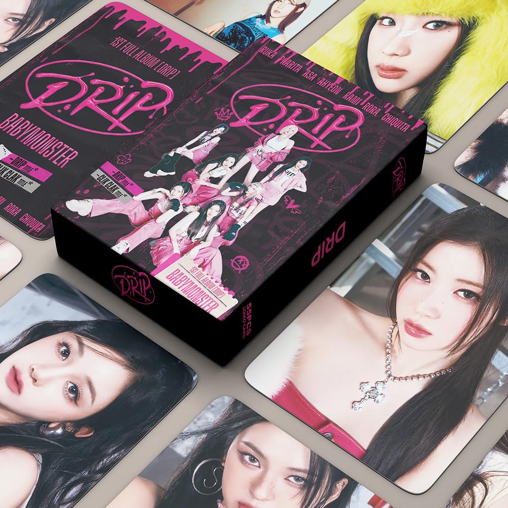 55 Pcs Baby Monster Album DRIP Merch Photocards ，2025 New Album Lomo Cards,55PCS Baby-Monster Cards for Gift and Fans