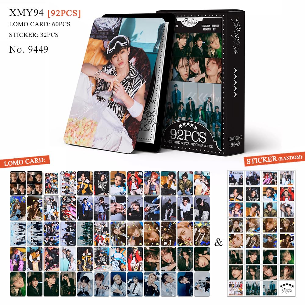 Stray Kids Photocards 92 Pcs kpop Photocards STRAYKIDS Album 5-STAR Merch 60 Pcs Lomo Cards And 32 Pcs stray kids stickers