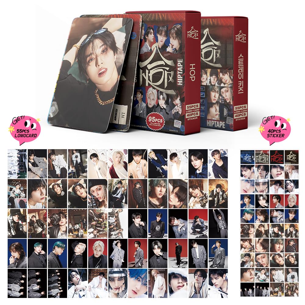 Stray Kids Photocard Set 4Pack/260Pcs HOP Album Cards And Music Stickers，GANT Album , SKZ SECRET Album,ATE Album merch Lomo Cards